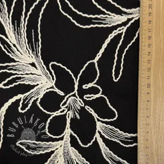 Bavlnená látka EMBROIDERY GABARDINE Luana black