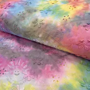 Bavlnená látka EMBROIDERY Tie dye Della design A