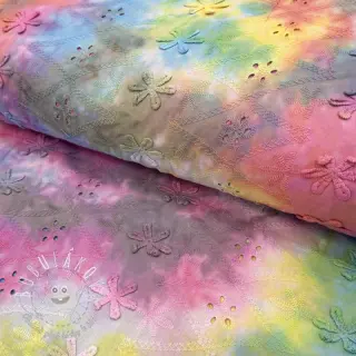 Bavlnená látka EMBROIDERY Tie dye Della design A