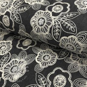 Bavlnená látka JEANS EMBROIDERY Niva design C