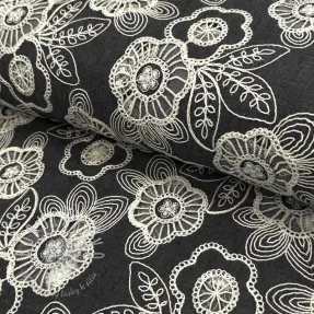 Bavlnená látka JEANS EMBROIDERY Niva design C