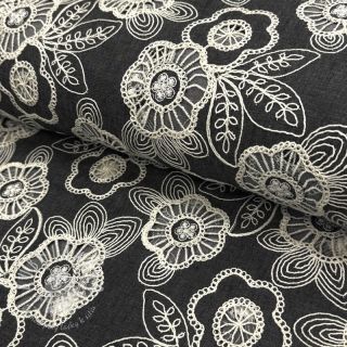 Bavlnená látka JEANS EMBROIDERY Niva design C