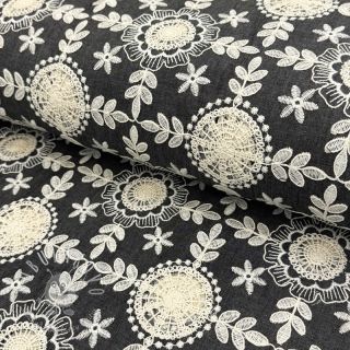 Bavlnená látka JEANS EMBROIDERY Niva design D