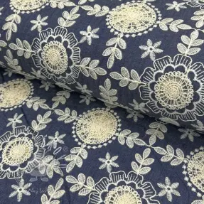 Bavlnená látka JEANS EMBROIDERY Niva design B