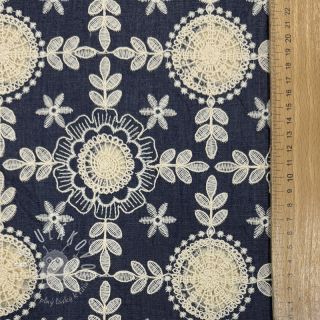 Bavlnená látka JEANS EMBROIDERY Niva design B