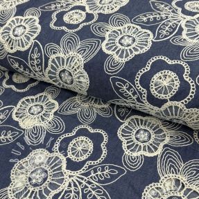 Bavlnená látka JEANS EMBROIDERY Niva design A