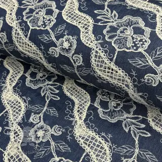 Bavlnená látka JEANS EMBROIDERY Flora design A
