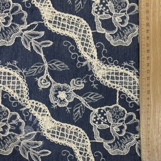 Bavlnená látka JEANS EMBROIDERY Flora design A
