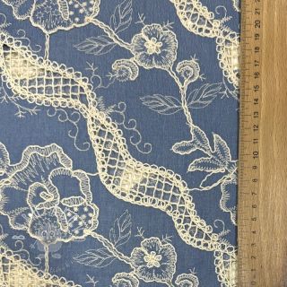 Bavlnená látka JEANS EMBROIDERY Flora design B