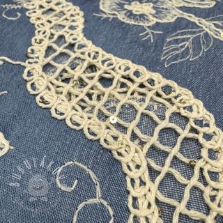 Bavlnená látka JEANS EMBROIDERY Flora design B