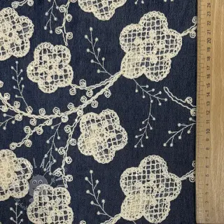 Bavlnená látka JEANS EMBROIDERY Flora design C