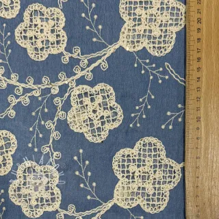 Bavlnená látka JEANS EMBROIDERY Flora design D