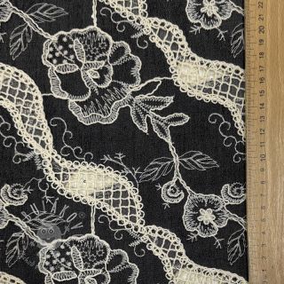 Bavlnená látka JEANS EMBROIDERY Flora design E