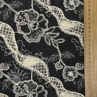 Bavlnená látka JEANS EMBROIDERY Flora design E