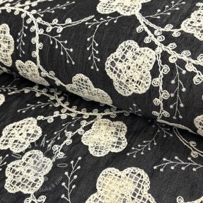 Bavlnená látka JEANS EMBROIDERY Flora design F