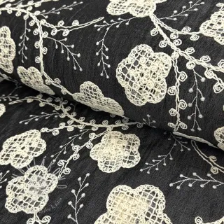 Bavlnená látka JEANS EMBROIDERY Flora design F