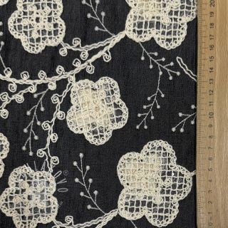 Bavlnená látka JEANS EMBROIDERY Flora design F