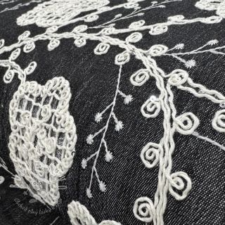 Bavlnená látka JEANS EMBROIDERY Flora design F