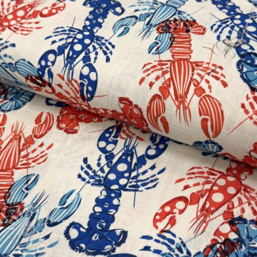 Viskóza s ľanom Lobster digital print
