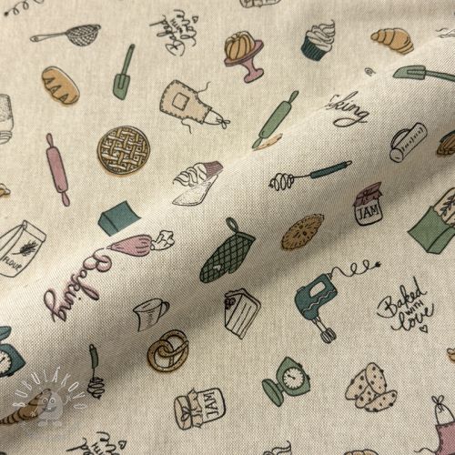 Dekoračná látka Linenlook premium Bake Off Doodle