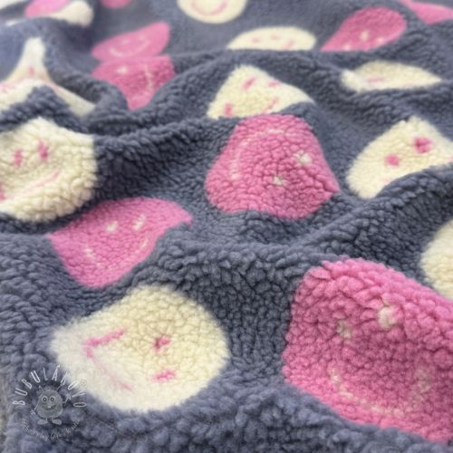 Kabátovina TEDDY JACQUARD Happy faces jeans