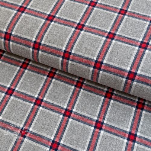 Bavlnená látka YARN DYED BRUSHED Check Dara grey