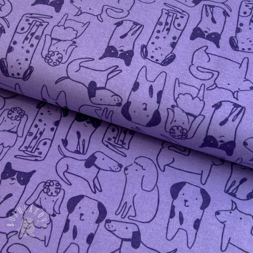 Bavlnená látka FLANNEL Dogs purple