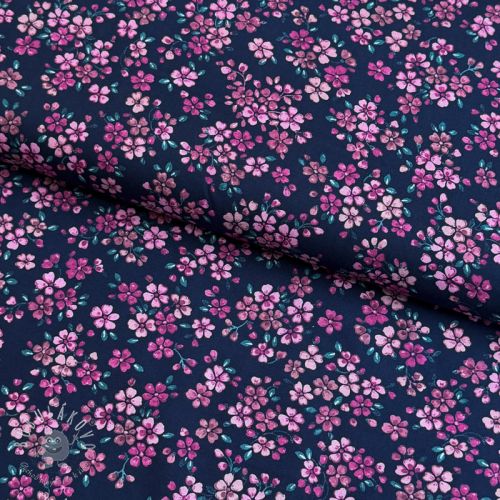Bavlnená látka Simie flowers navy digital print