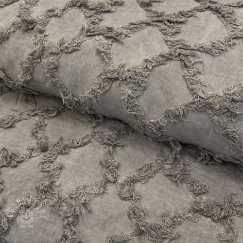 Bavlnená látka s ľanom Vintage Fringe Diamonds grey