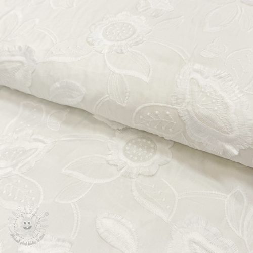 Bavlnená látka EMBROIDERY Catchy Swingy off white