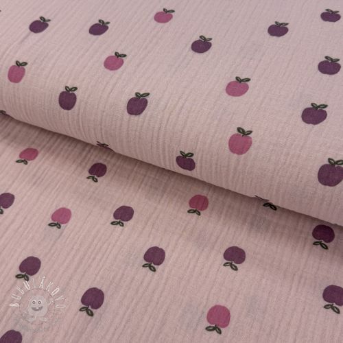 Dvojitá gázovina/mušelín Fruits apple soft rose
