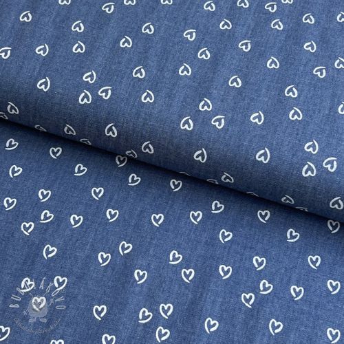 Bavlnená látka JEANS Hearts