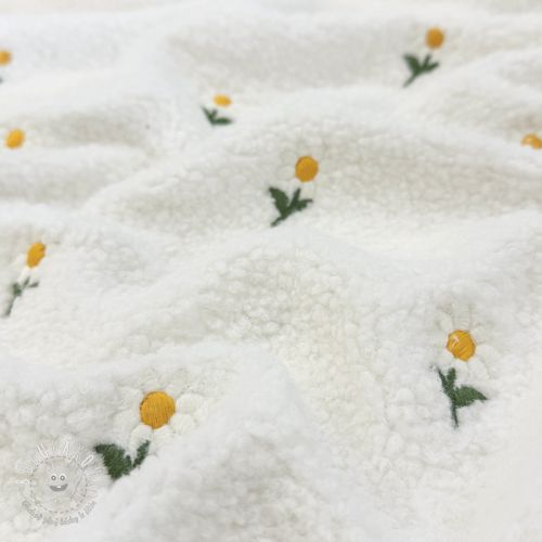 Kabátovina TEDDY EMBROIDERY Flowers off white