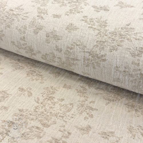 Bavlnená látka s ľanom JACQUARD Buttercup flowers