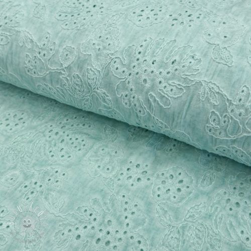 Bavlnená látka VOILE EMBROIDERY Vintage aqua