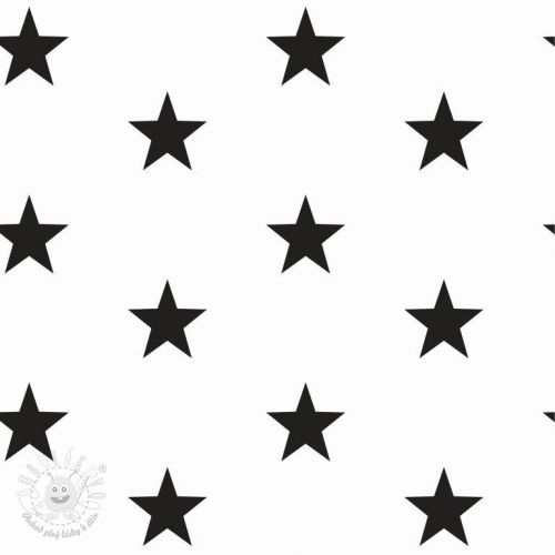 Bavlnená látka Stars white/black