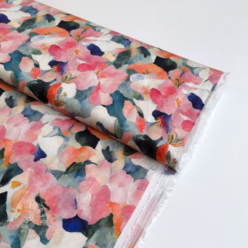 Viskóza SATIN Flowers Tora digital print