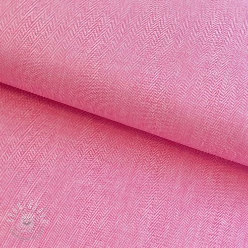 Ľan s bavlnou Fishbone fuchsia