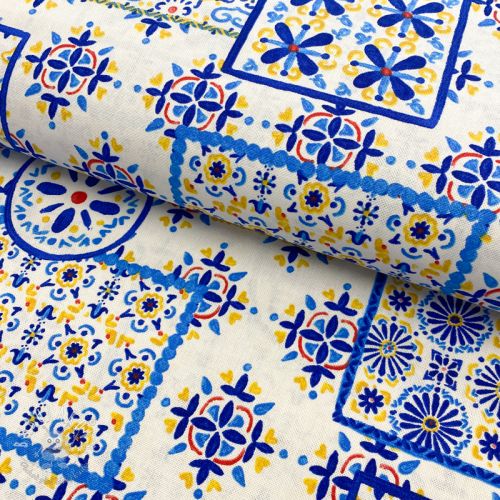 Dekoračná látka premium Azulejos tile patch