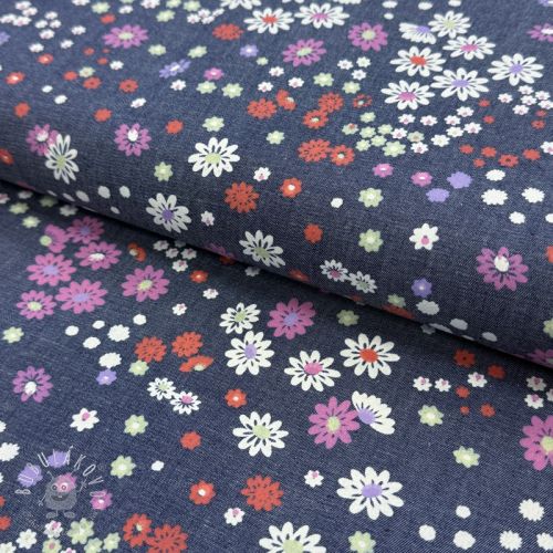 Bavlnená látka JEANS Flowers