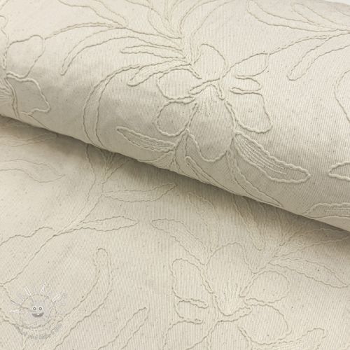Bavlnená látka EMBROIDERY GABARDINE Luana natural