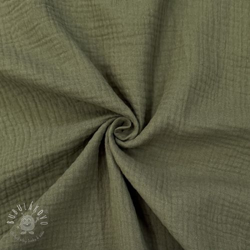 Dvojitá gázovina/mušelín dark moss green ORGANIC