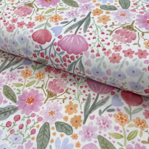 Dvojitá gázovina/mušelín Flowers pink dream digital print