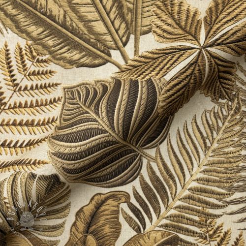 Dekoračná látka premium Leaf Embroidery digital print
