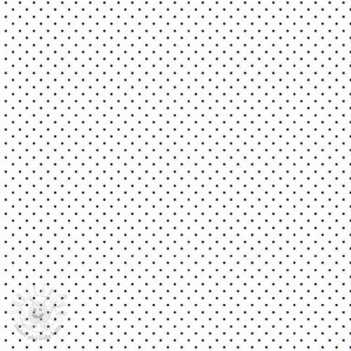 Bavlnená látka Petit dots white/navy