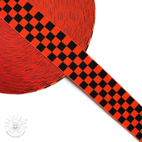 Guma hladká 4 cm Chequered jacquard orange