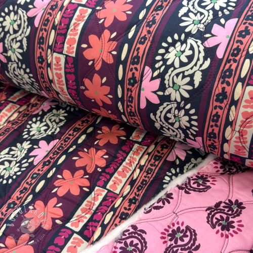 Bavlnená látka VOILE STEPPED Daria flower aubergine digital print