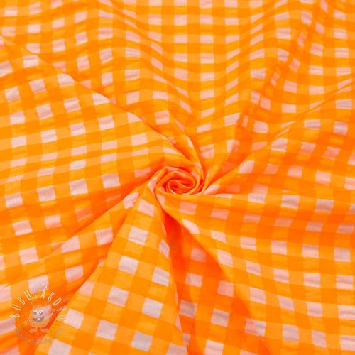 Bavlnená látka YARN DYED NEON BIG Checks orange