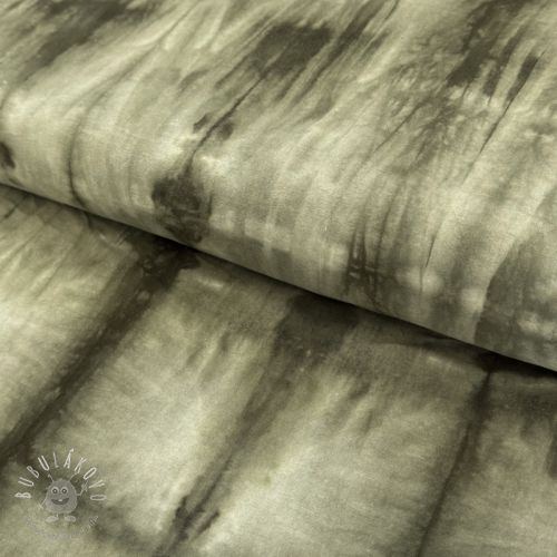 Bavlnená látka HAND TIE DYE camo green