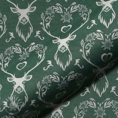 Dekoračná látka jacquard DOUBLE FACE Landhaus Deer Heart forest green